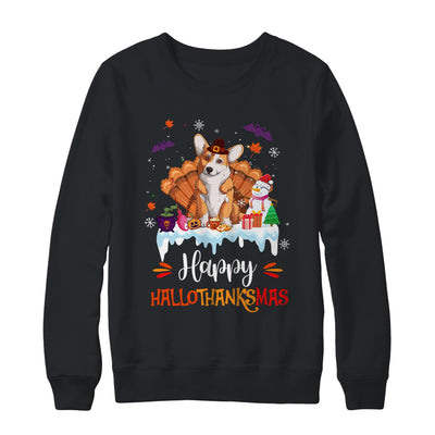 Corgi Happy HalloThanksMas Halloween Thanksgiving Christmas Shirt & Sweatshirt | teecentury