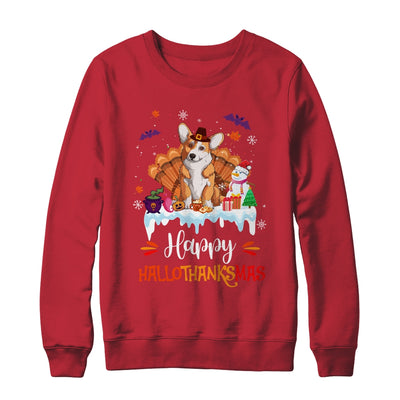Corgi Happy HalloThanksMas Halloween Thanksgiving Christmas Shirt & Sweatshirt | teecentury