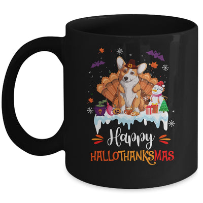 Corgi Happy HalloThanksMas Halloween Thanksgiving Christmas Mug | teecentury