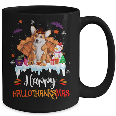 Corgi Happy HalloThanksMas Halloween Thanksgiving Christmas Mug | teecentury