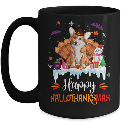 Corgi Happy HalloThanksMas Halloween Thanksgiving Christmas Mug | teecentury