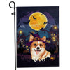 Corgi Witch Halloween Flag Castle Background For Dog Lover Home Flag | Teecentury.com