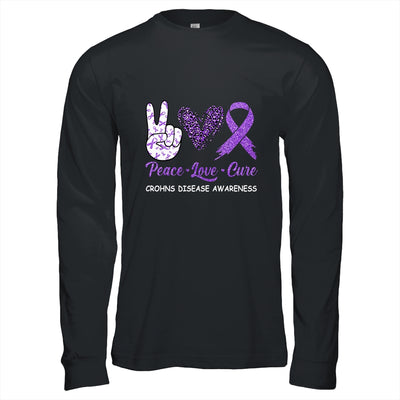 Crohns Disease Awareness Peace Love Cure Leopard T-Shirt & Hoodie | Teecentury.com