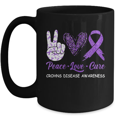 Crohns Disease Awareness Peace Love Cure Leopard Mug Coffee Mug | Teecentury.com