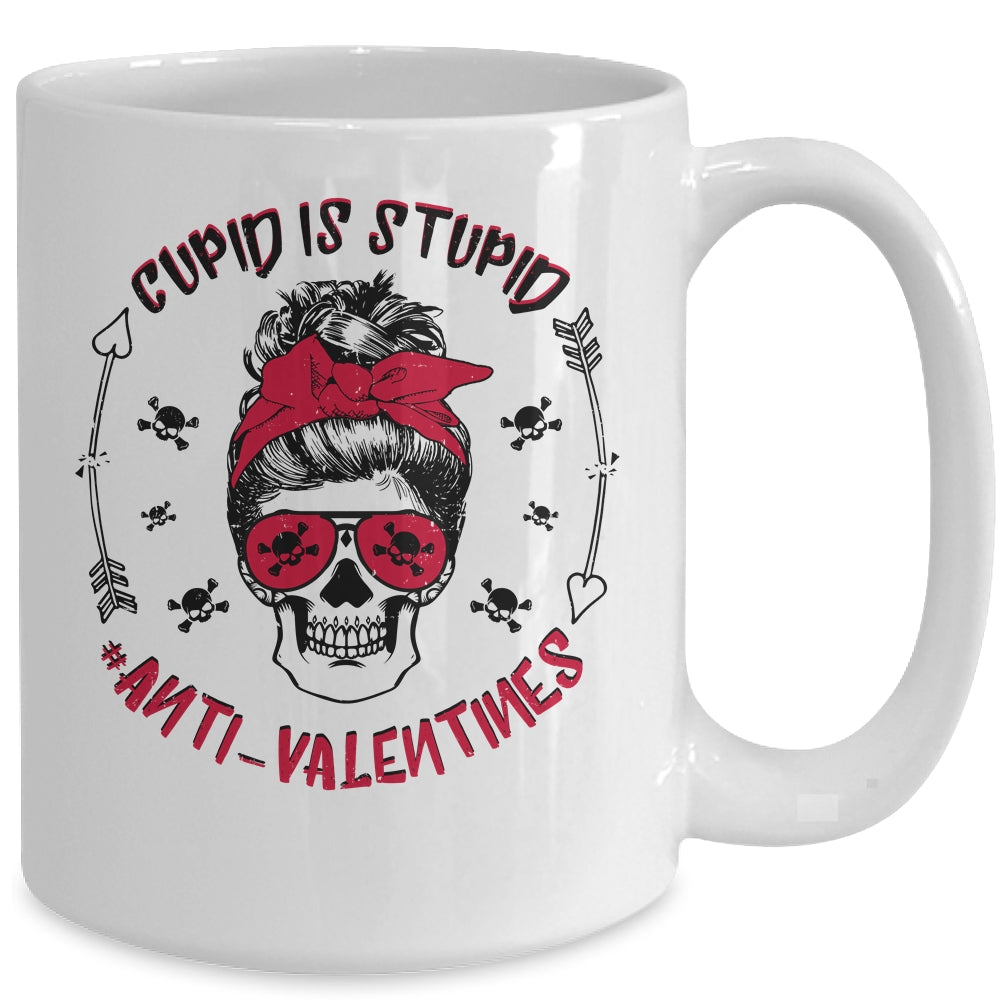 Cupid Is Stupid Anti Valentines Day Skull Mug Coffee Mug | Teecentury.com