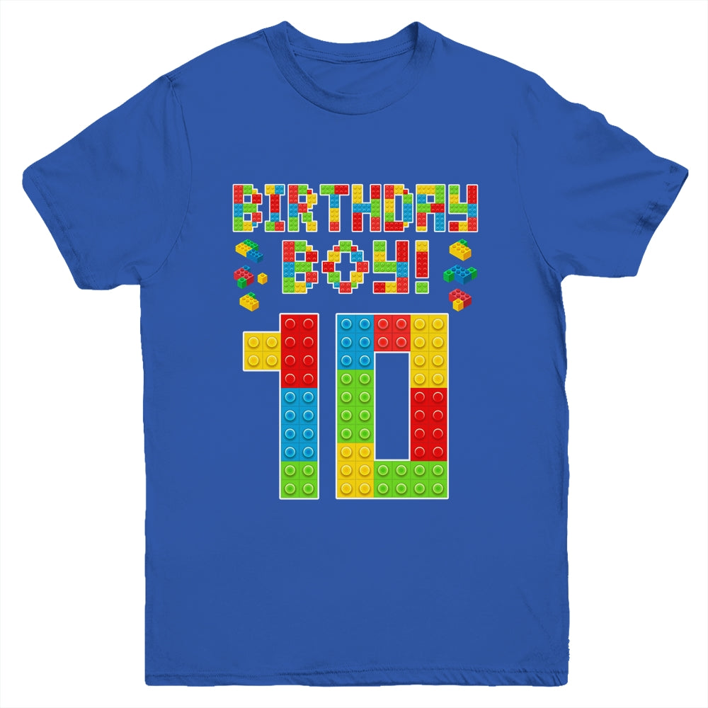 Cute 10th Birthday 10 Years Old Block Building Boys Lover Youth Shirt | teecentury