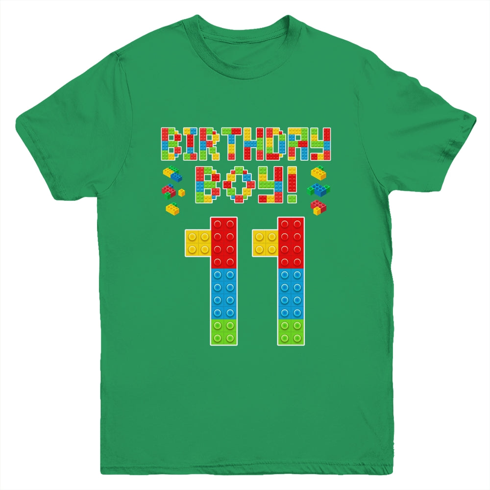 Cute 11th Birthday 11 Years Old Block Building Boys Lover Youth Shirt | teecentury