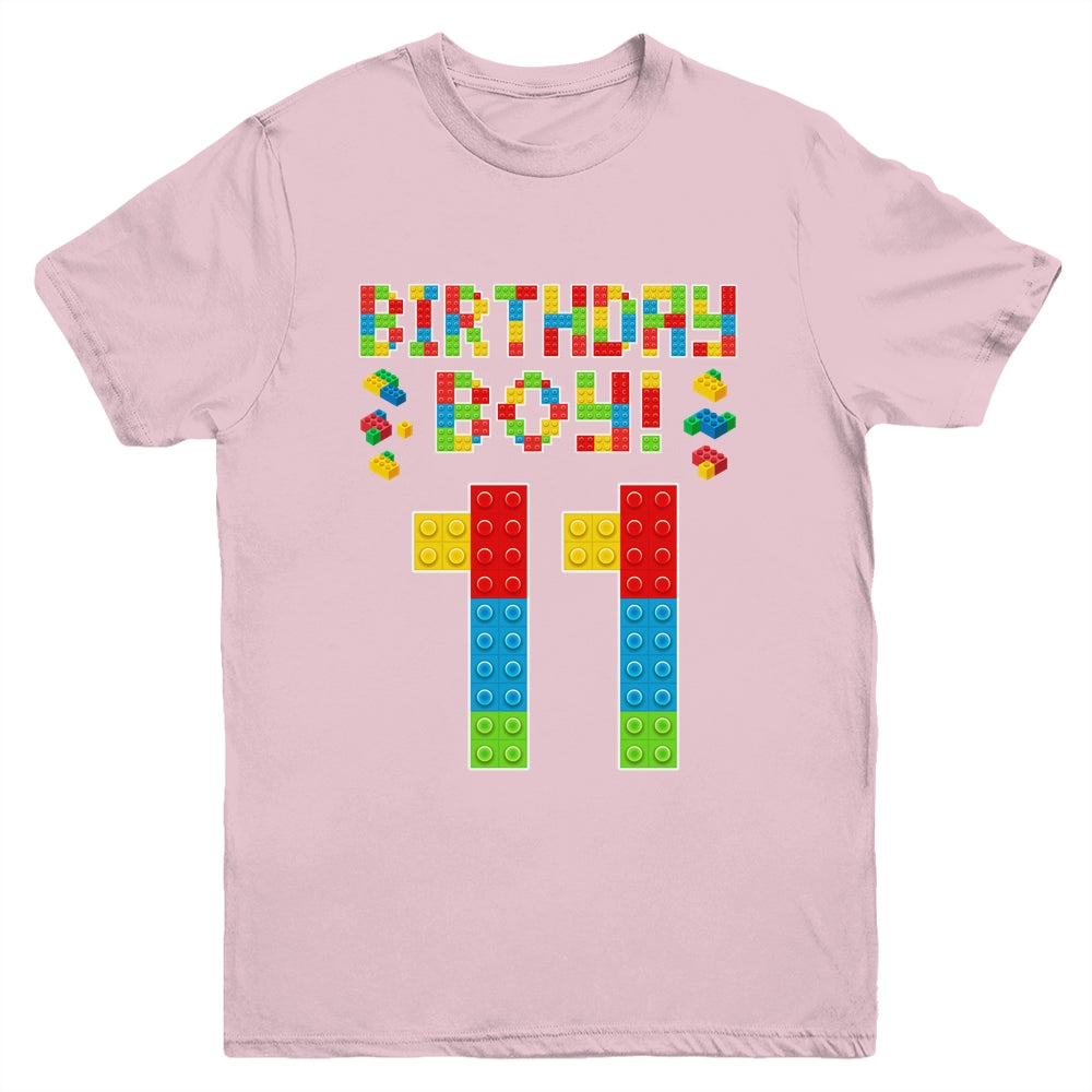 Cute 11th Birthday 11 Years Old Block Building Boys Lover Youth Shirt | teecentury