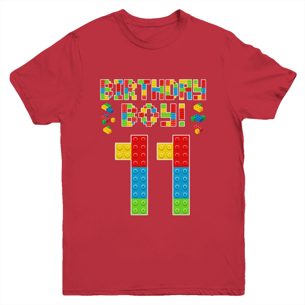 Cute 11th Birthday 11 Years Old Block Building Boys Lover Youth Shirt | teecentury
