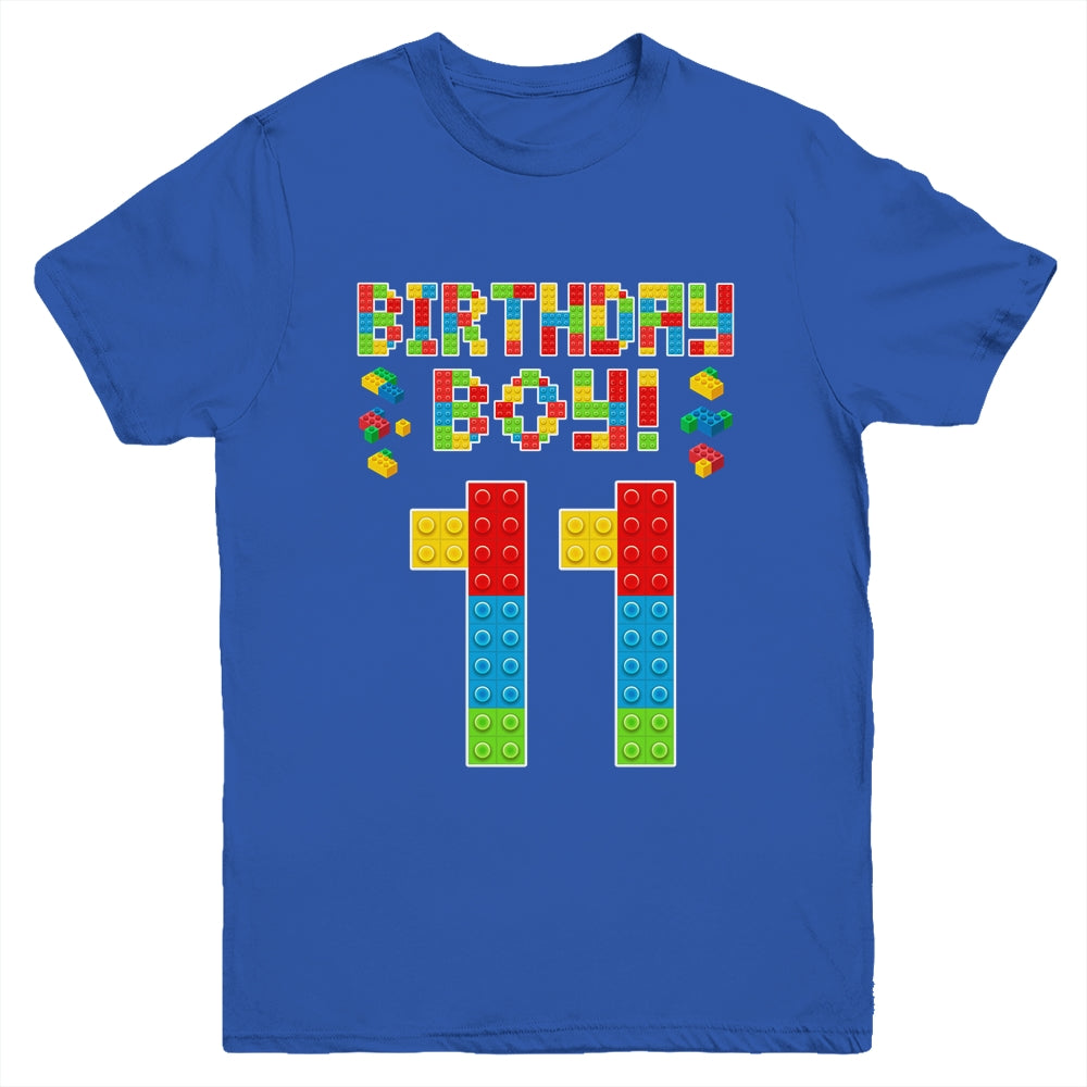 Cute 11th Birthday 11 Years Old Block Building Boys Lover Youth Shirt | teecentury