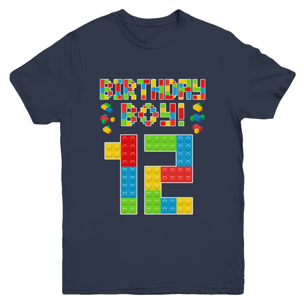 Cute 12th Birthday 12 Years Old Block Building Boys Lover Youth Shirt | teecentury
