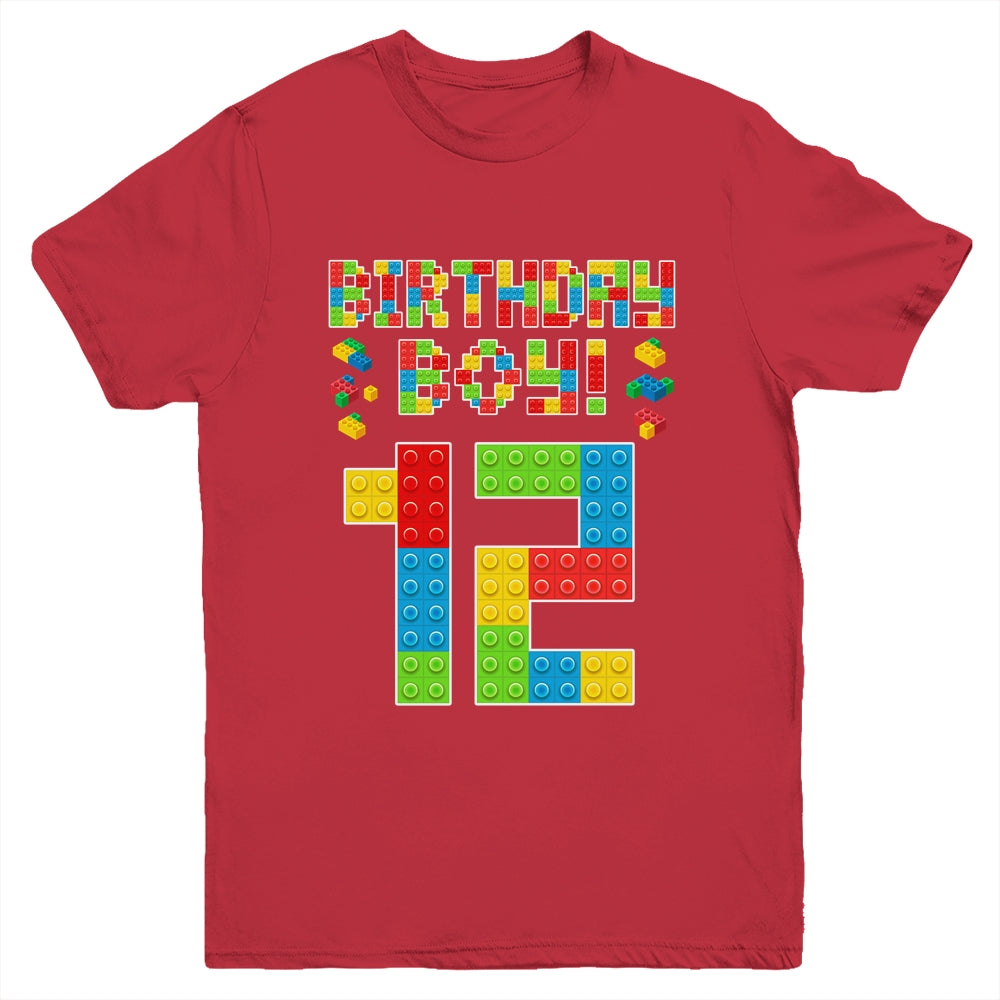 Cute 12th Birthday 12 Years Old Block Building Boys Lover Youth Shirt | teecentury