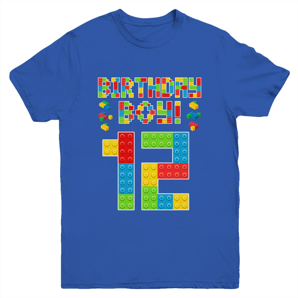 Cute 12th Birthday 12 Years Old Block Building Boys Lover Youth Shirt | teecentury