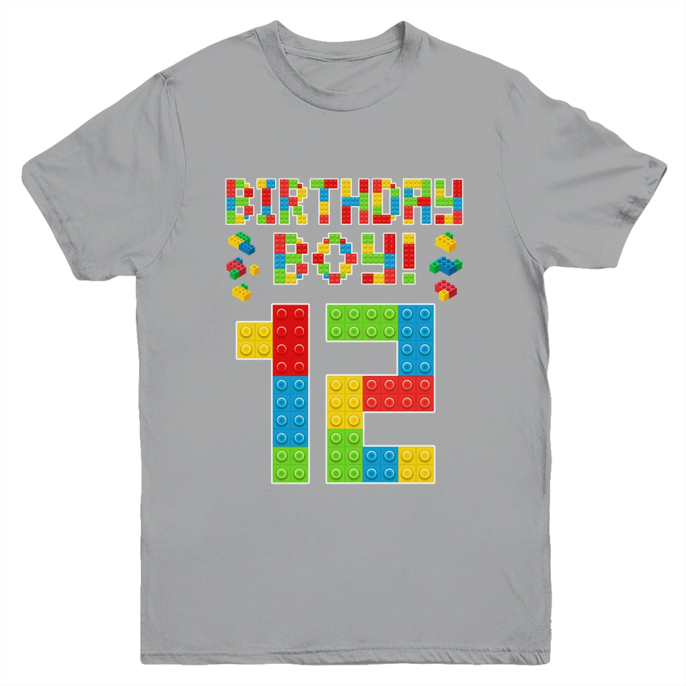 Cute 12th Birthday 12 Years Old Block Building Boys Lover Youth Shirt | teecentury