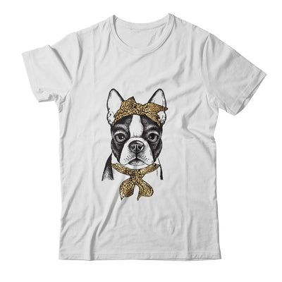 Cute Boston Terrier Mom Leopard Dog Bandana Mother Day Women Girl T-Shirt & Tank Top | Teecentury.com