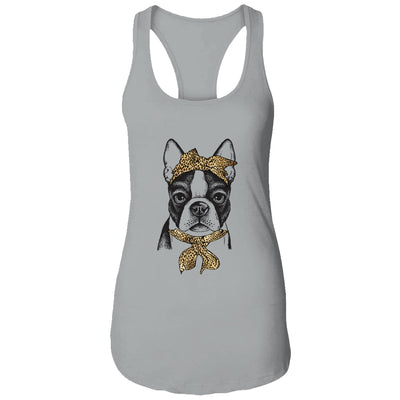 Cute Boston Terrier Mom Leopard Dog Bandana Mother Day Women Girl T-Shirt & Tank Top | Teecentury.com