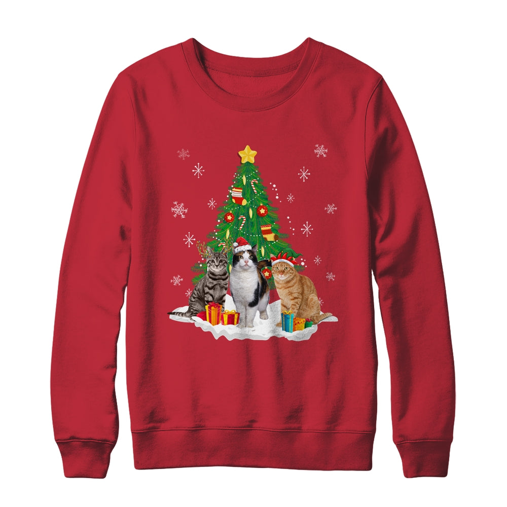 Cute Cat Christmas Tree Cat Lover Xmas Cat Mom Women Kids Shirt & Sweatshirt | teecentury