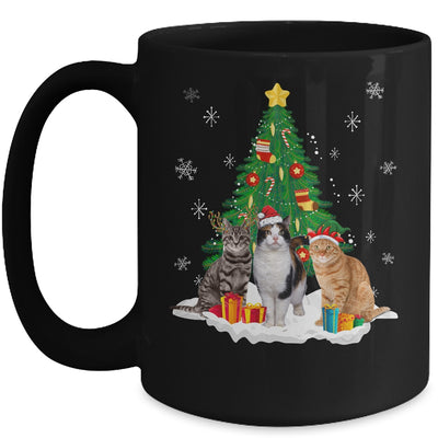 Cute Cat Christmas Tree Cat Lover Xmas Cat Mom Women Kids Mug | teecentury