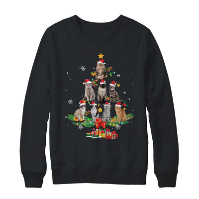 Cute Cat Lover Christmas Tree Light Kitten Xmas Mom Women Shirt & Sweatshirt | teecentury