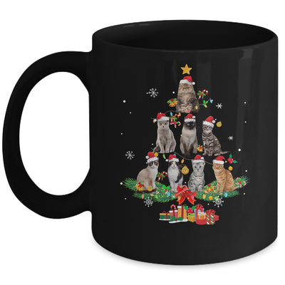 Cute Cat Lover Christmas Tree Light Kitten Xmas Mom Women Mug | teecentury