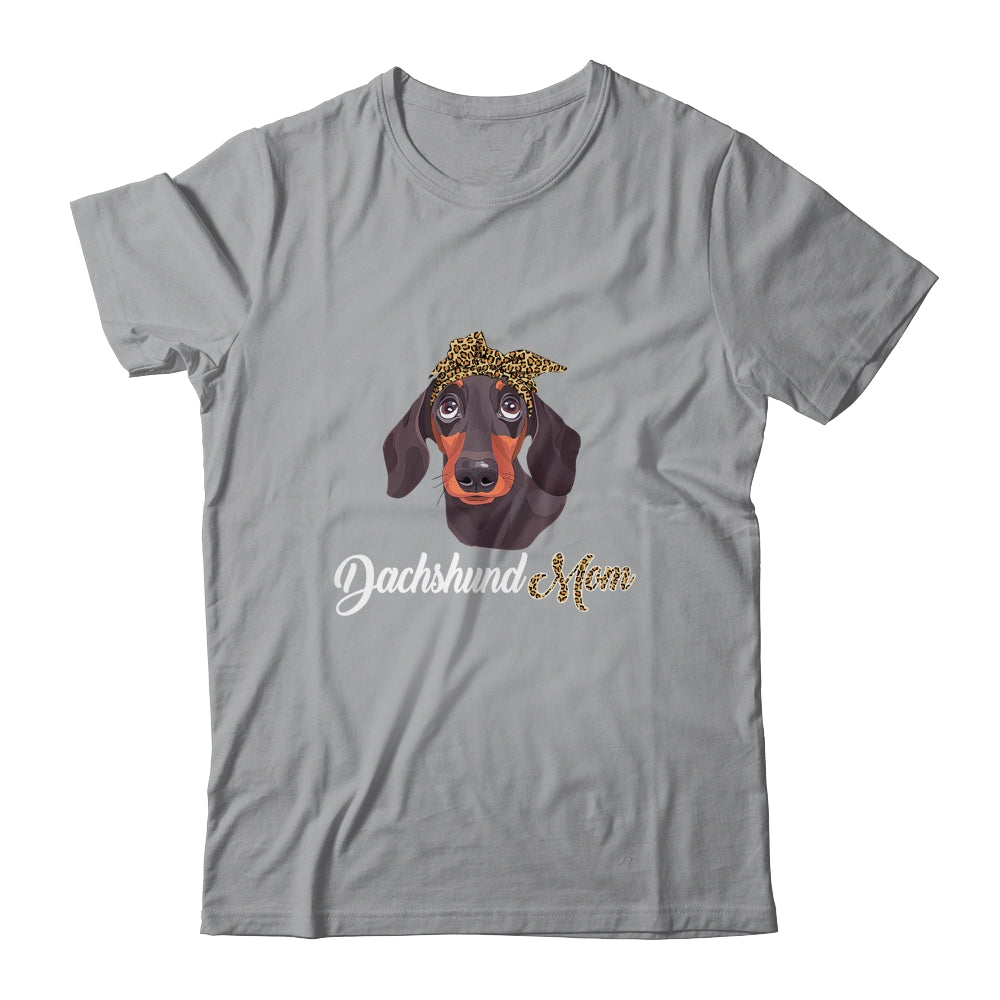 Cute Dachshund Mom Leopard Dog Mom Mothers Day T-Shirt & Tank Top | Teecentury.com