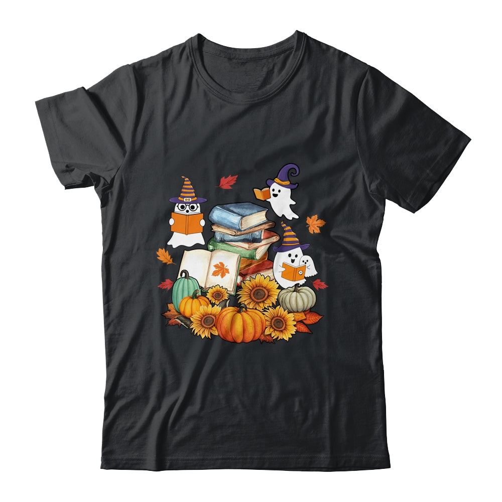 Cute Ghost Book Reading Halloween Teacher Library Funny T-Shirt & Hoodie | Teecentury.com