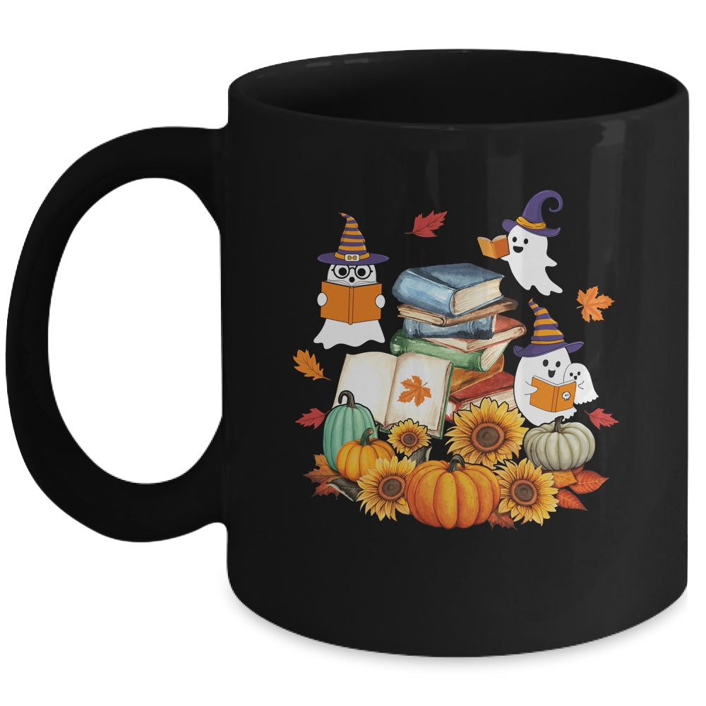 Cute Ghost Book Reading Halloween Teacher Library Funny Mug Coffee Mug | Teecentury.com