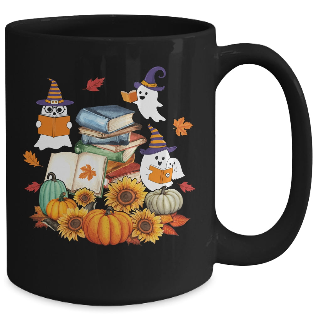 Cute Ghost Book Reading Halloween Teacher Library Funny Mug Coffee Mug | Teecentury.com