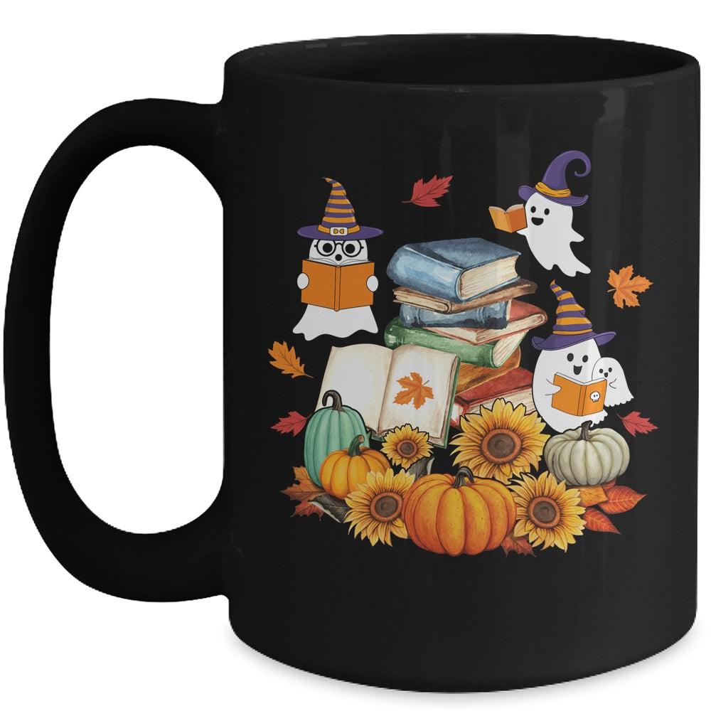 Cute Ghost Book Reading Halloween Teacher Library Funny Mug Coffee Mug | Teecentury.com