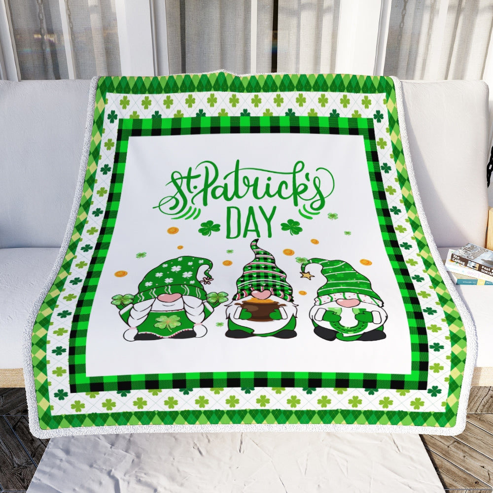 Cute Gnomes St Patrick's Fleece Blanket Blanket | Teecentury.com