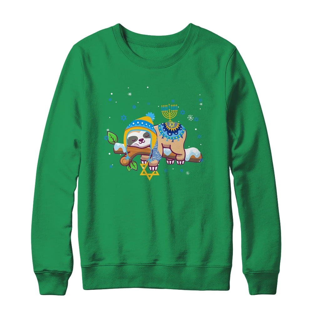 Cute Jewish Menorah Hanukkah Sloth Chanukah Gift T-Shirt & Sweatshirt | Teecentury.com