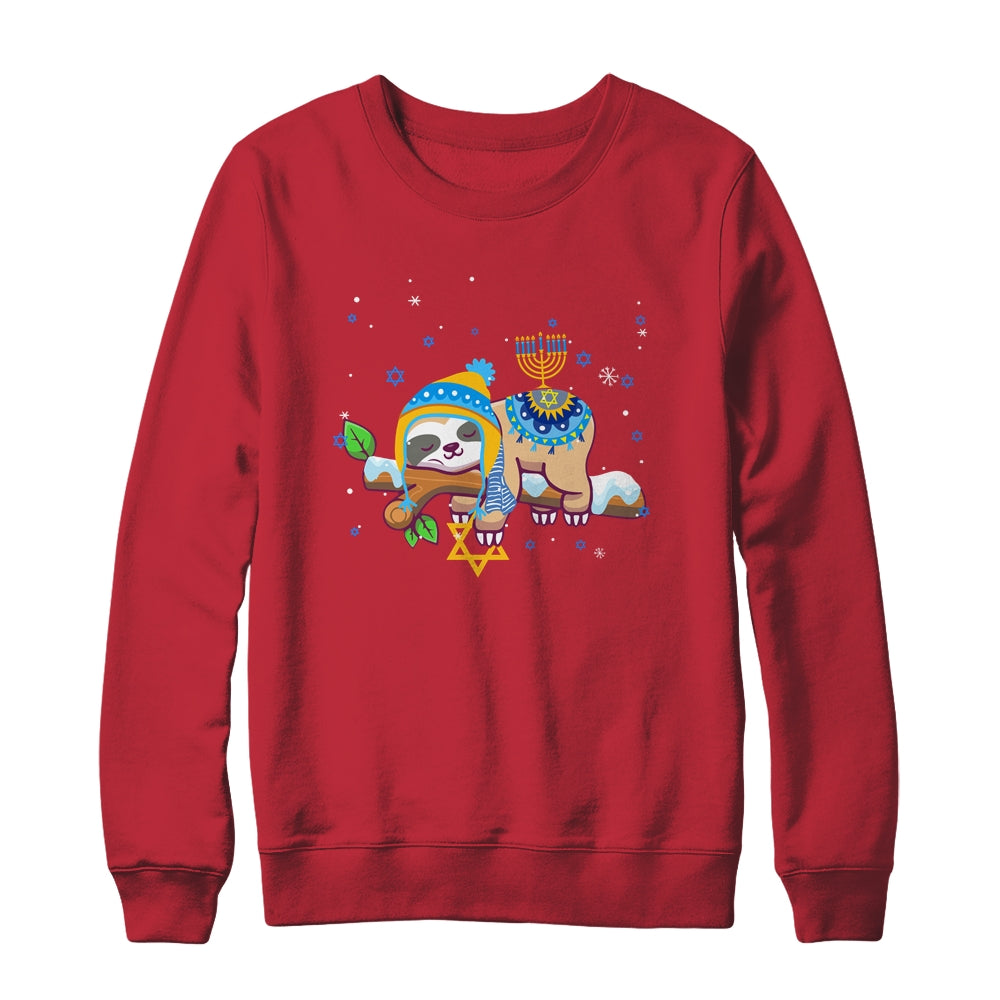 Cute Jewish Menorah Hanukkah Sloth Chanukah Gift T-Shirt & Sweatshirt | Teecentury.com