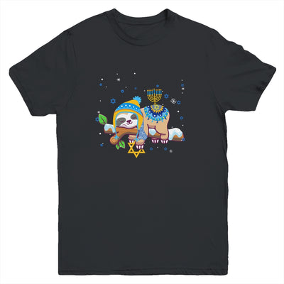 Cute Jewish Menorah Hanukkah Sloth Chanukah Gift Youth Youth Shirt | Teecentury.com