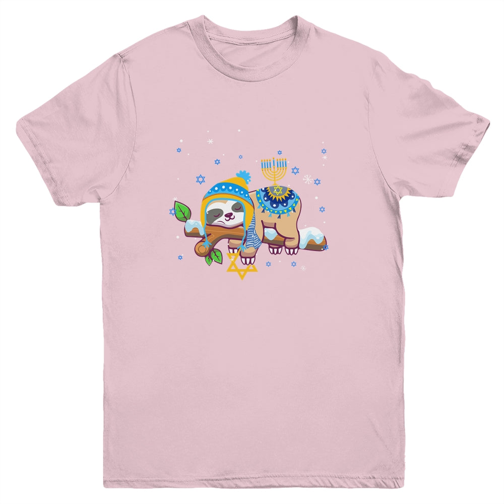 Cute Jewish Menorah Hanukkah Sloth Chanukah Gift Youth Youth Shirt | Teecentury.com