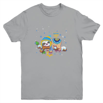 Cute Jewish Menorah Hanukkah Sloth Chanukah Gift Youth Youth Shirt | Teecentury.com