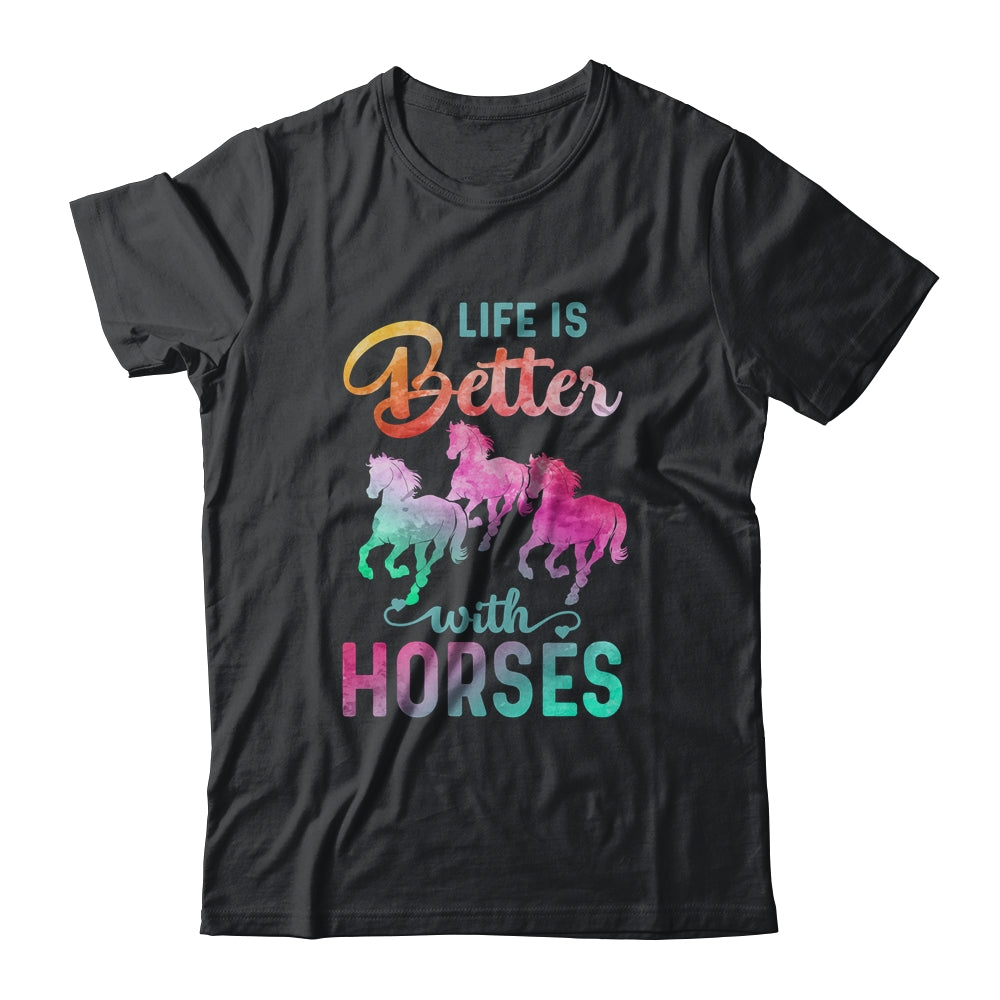 Cute Life Is Better With Horses Horseback Riding T-Shirt & Tank Top | Teecentury.com