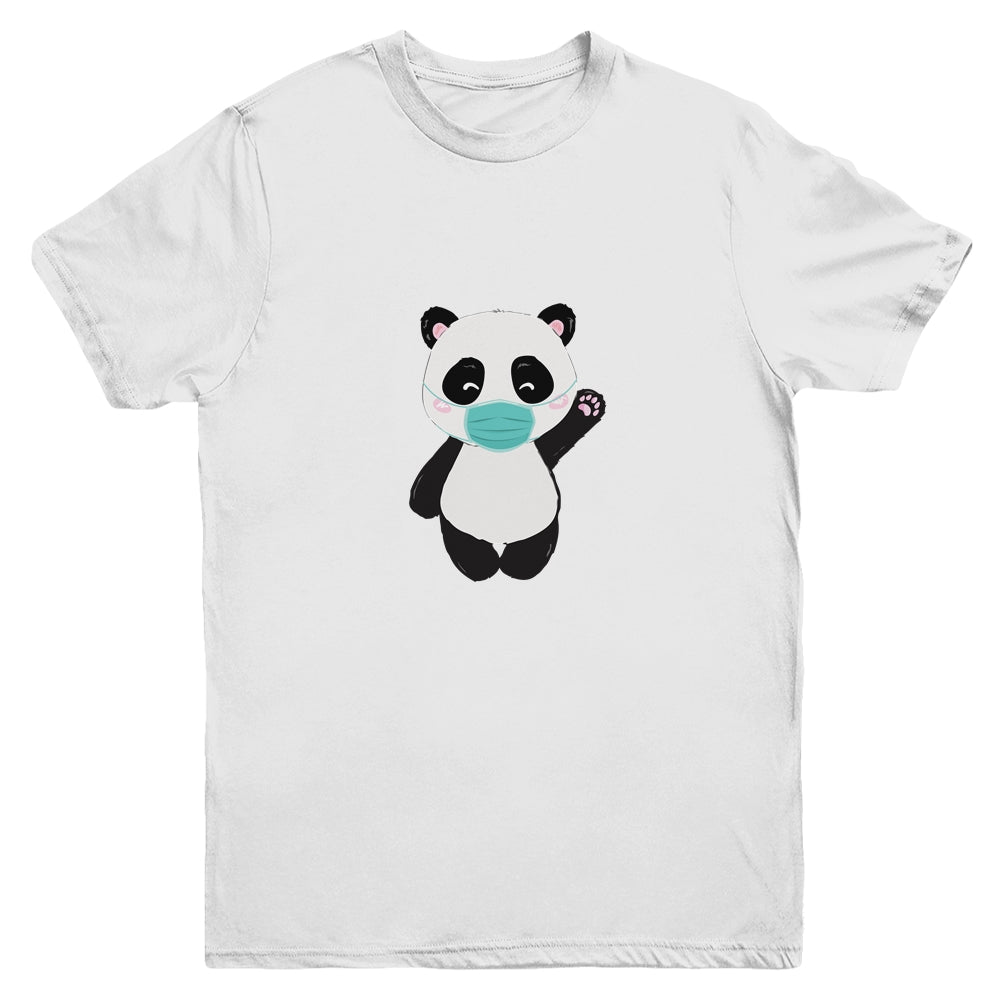 Cute Panda With Face Mask Funny Gift For Animal Lovers Youth Youth Shirt | Teecentury.com