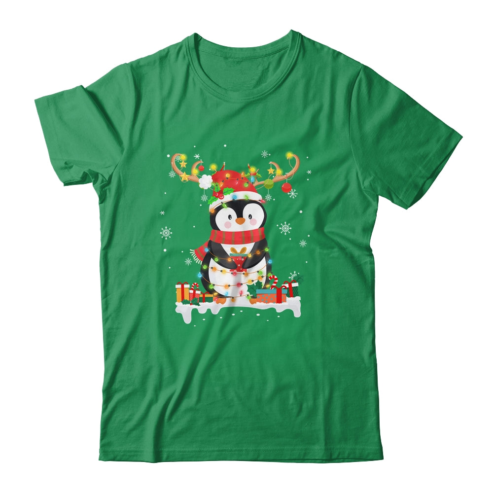 Cute Penguin Reindeer Santa Hat Xmas Christmas Penguin Lover T-Shirt & Sweatshirt | Teecentury.com