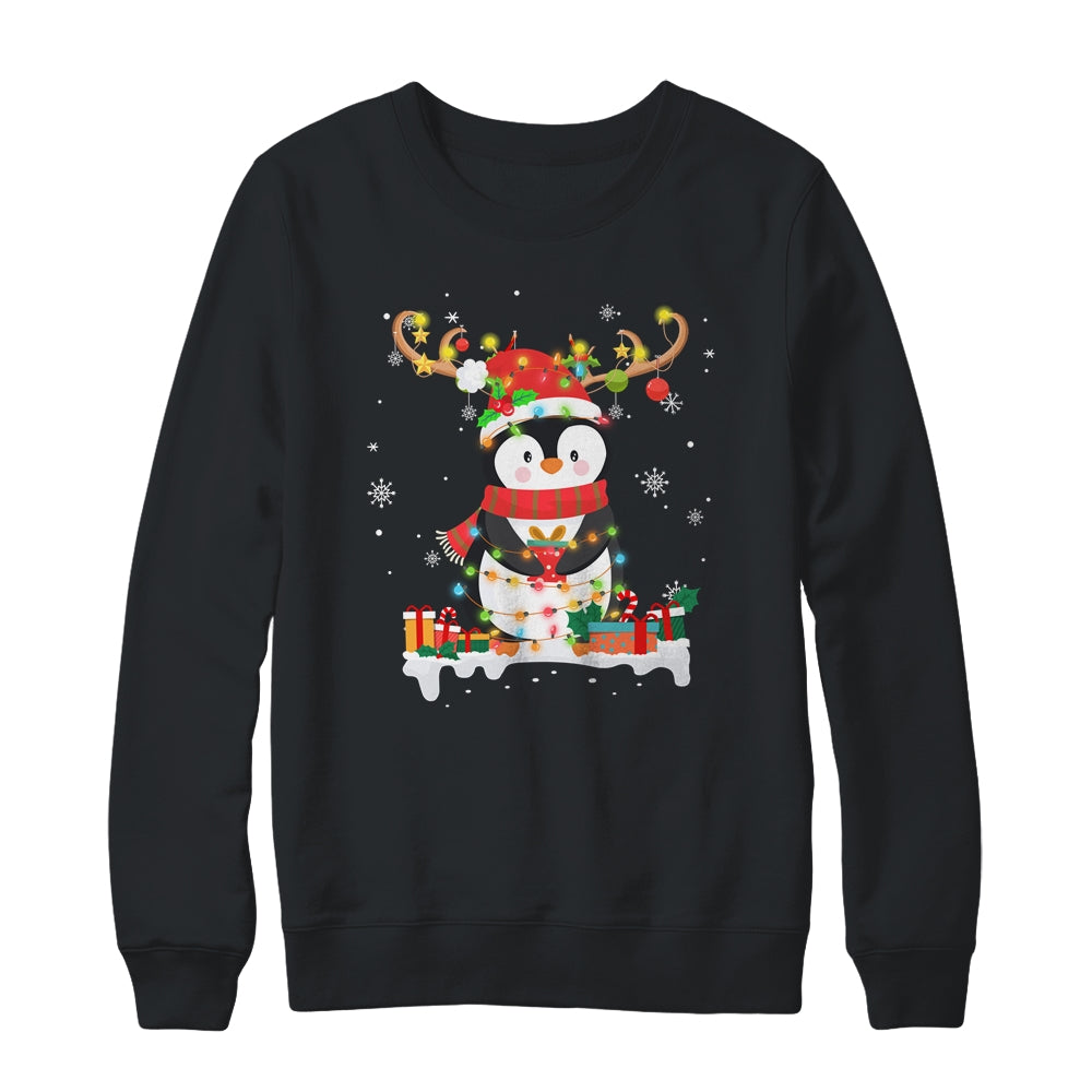 Cute Penguin Reindeer Santa Hat Xmas Christmas Penguin Lover T-Shirt & Sweatshirt | Teecentury.com
