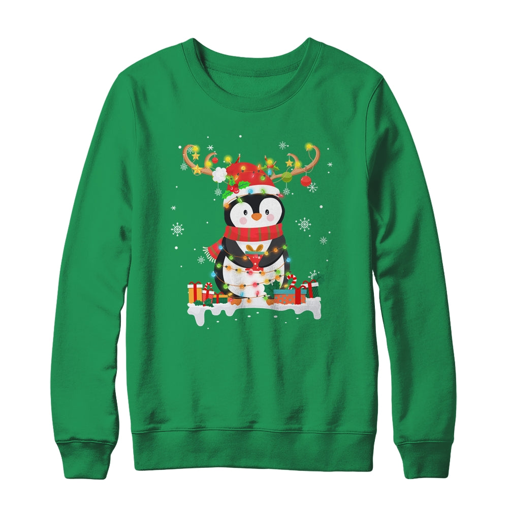 Cute Penguin Reindeer Santa Hat Xmas Christmas Penguin Lover T-Shirt & Sweatshirt | Teecentury.com