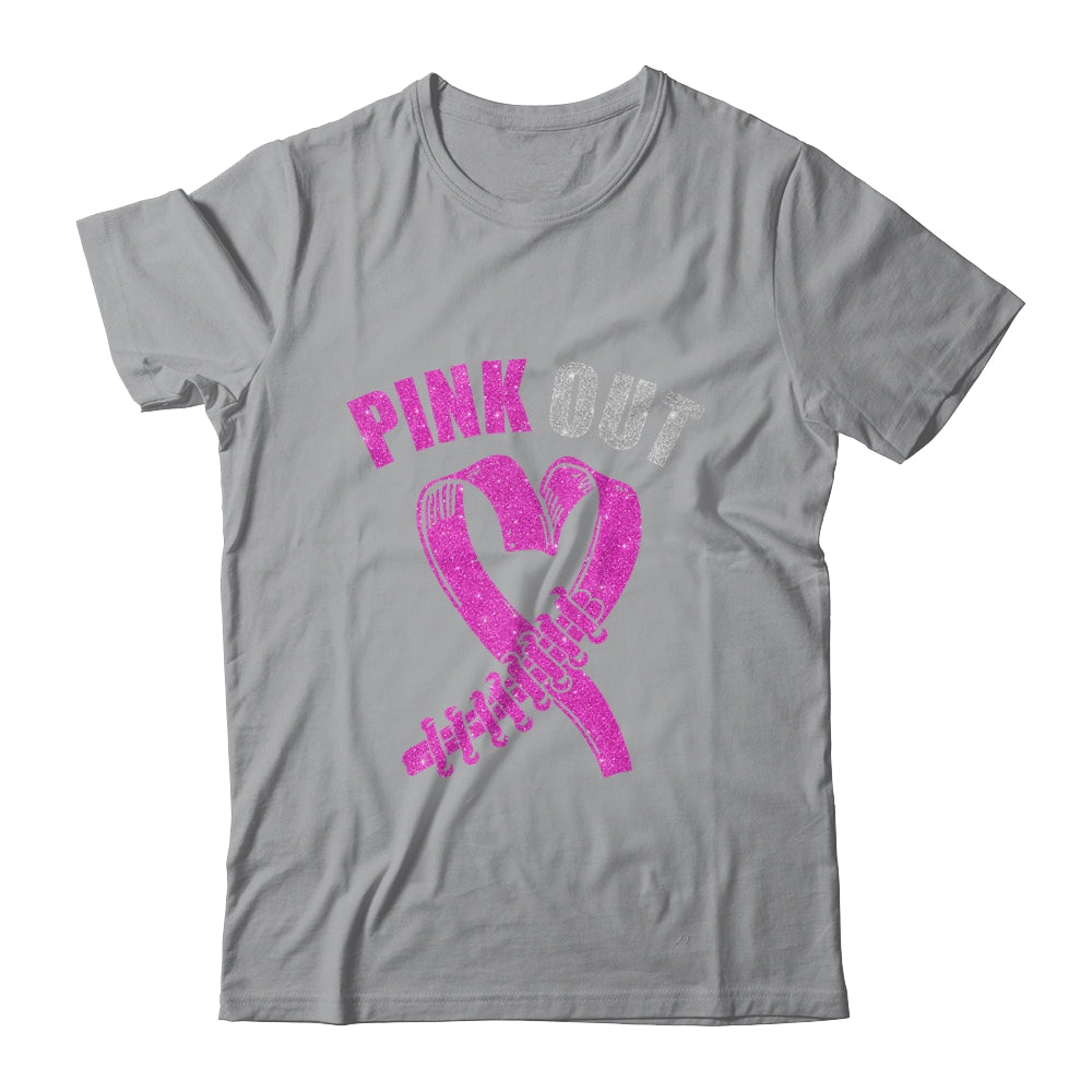 Cute Pink Ribbon Breast Cancer Awareness Football Pink Out Shirt & Hoodie | teecentury