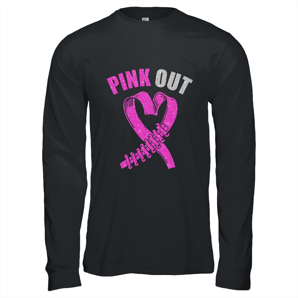 Cute Pink Ribbon Breast Cancer Awareness Football Pink Out Shirt & Hoodie | teecentury