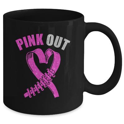 Cute Pink Ribbon Breast Cancer Awareness Football Pink Out Mug | teecentury