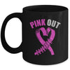 Cute Pink Ribbon Breast Cancer Awareness Football Pink Out Mug | teecentury