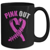 Cute Pink Ribbon Breast Cancer Awareness Football Pink Out Mug | teecentury