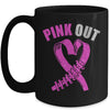 Cute Pink Ribbon Breast Cancer Awareness Football Pink Out Mug | teecentury