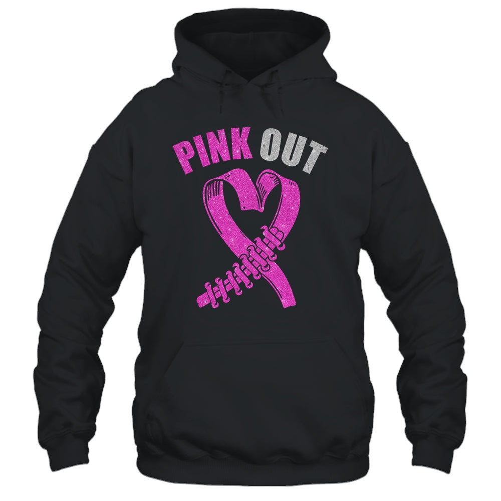 Cute Pink Ribbon Breast Cancer Awareness Football Pink Out Shirt & Hoodie | teecentury