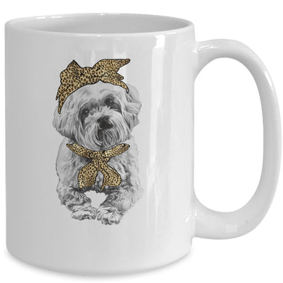 Cute Poodle Mom Leopard Dog Bandana Mother Day Women Girl Mug Coffee Mug | Teecentury.com