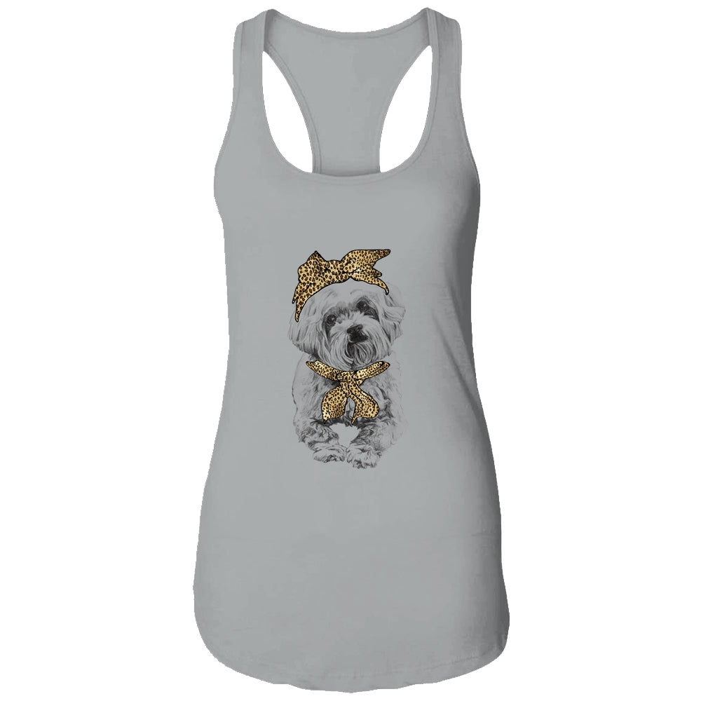 Cute Poodle Mom Leopard Dog Bandana Mother Day Women Girl T-Shirt & Tank Top | Teecentury.com