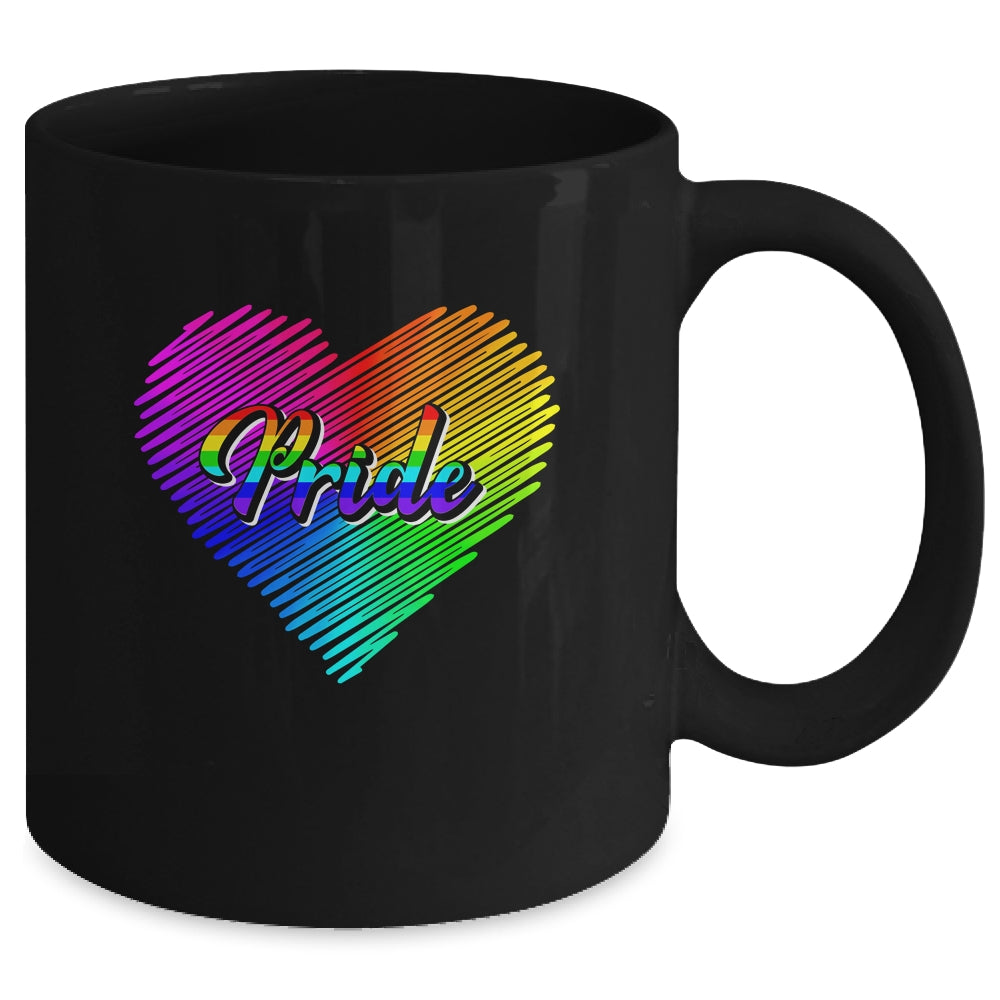 Cute Pride Heart LGBTQ Lesbian Rainbow Apparel Gay Pride Mug | teecentury